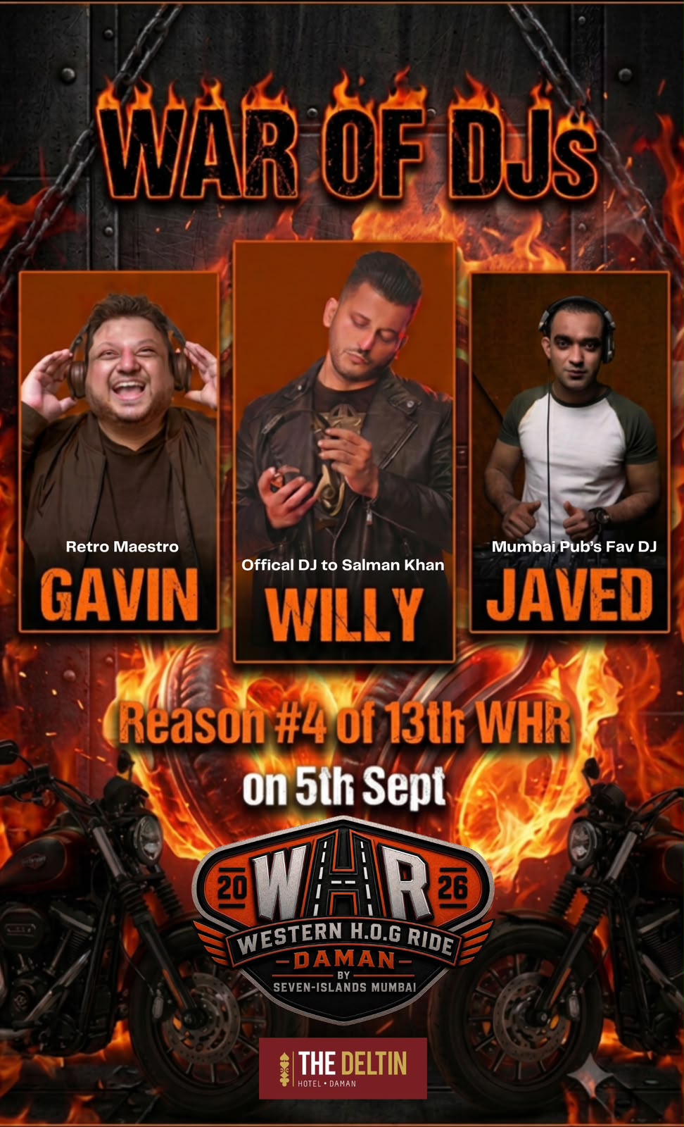 WHR 2026 War of DJs poster featuring Gavin, Willy and Javed