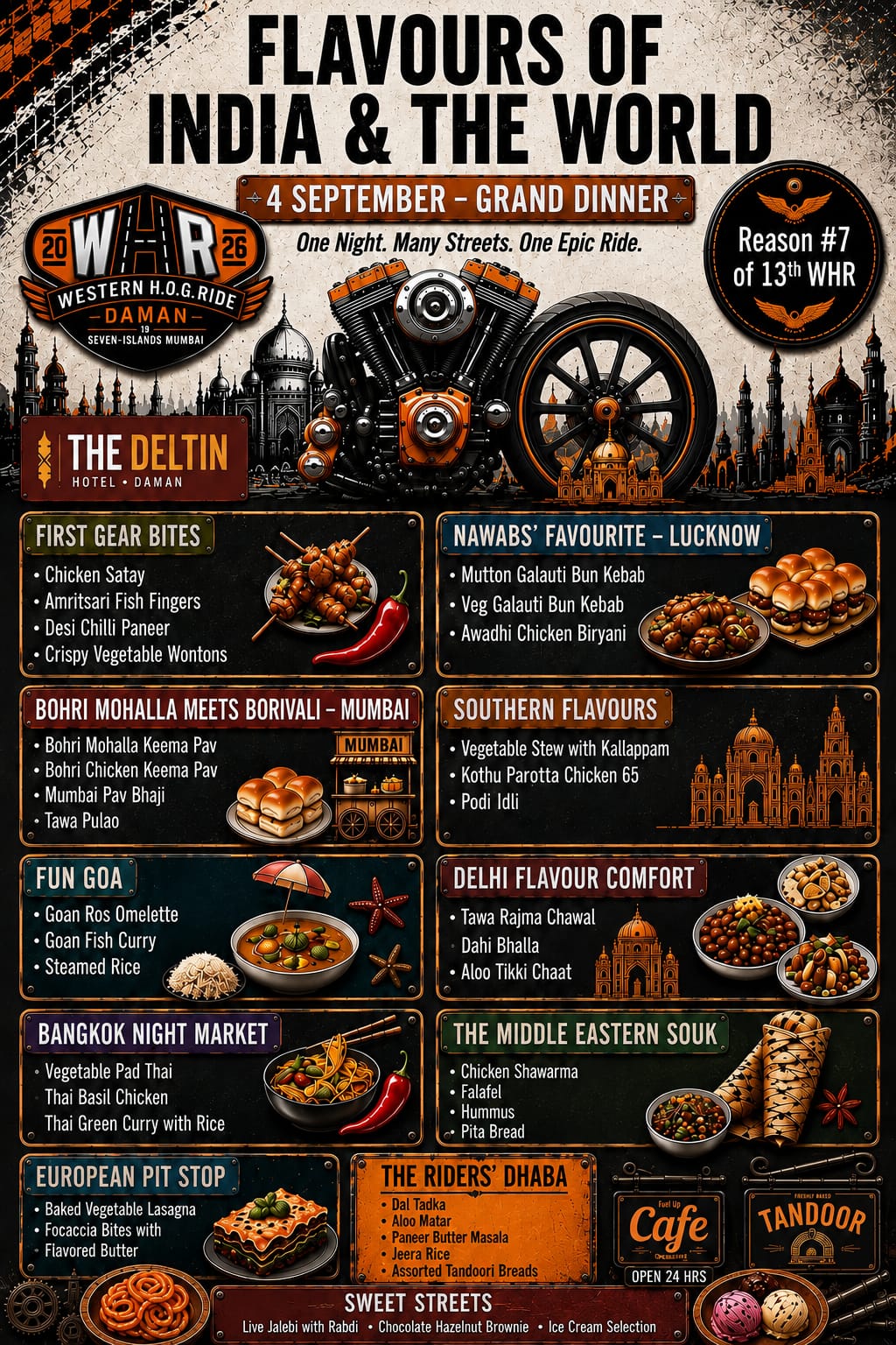 WHR 2026 Flavours of India and the World dinner menu
